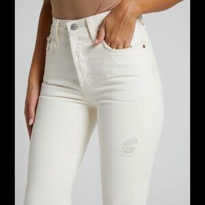 Levi's 501 Crop Jeans in Ecru Booper Off White,  length 26